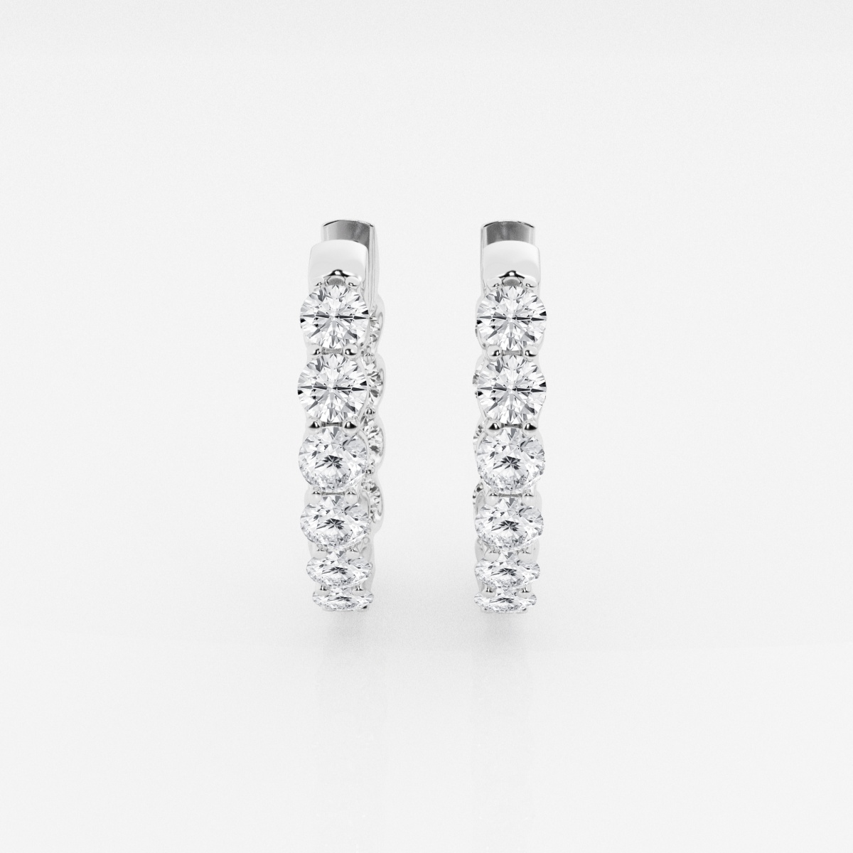 4 ctw Round Lab Grown Diamond Oval-Shaped Inside Out Hoop Earrings