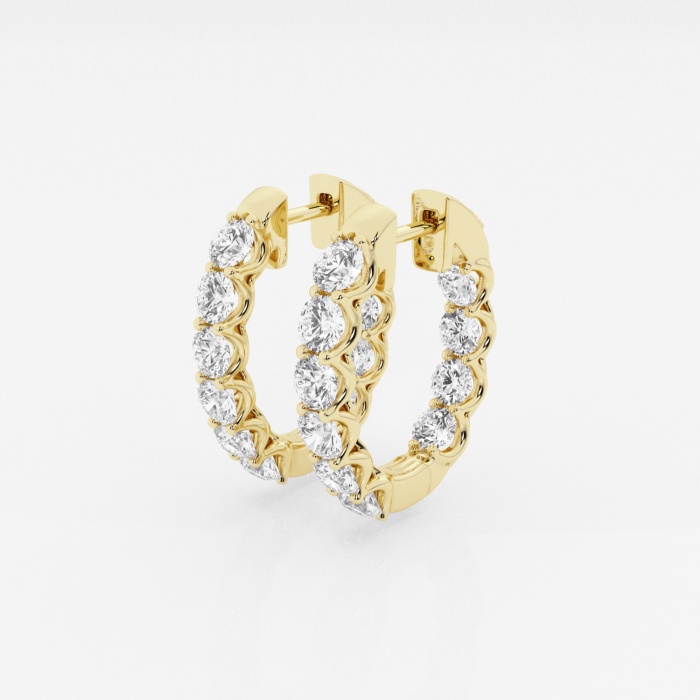 Additional Image 1 for  4 ctw Round Lab Grown Diamond Oval-Shaped Inside Out Hoop Earrings