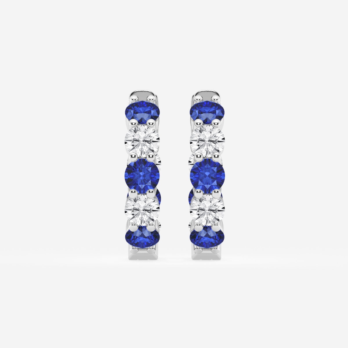 3.1 mm Round Created Sapphire and 1 ctw Round Lab Grown Diamond Inside Out Hoop Earrings