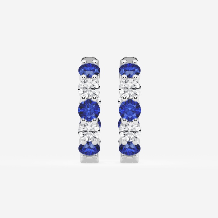 3.1 mm Round Created Sapphire and 1 ctw Round Lab Grown Diamond Inside Out Hoop Earrings