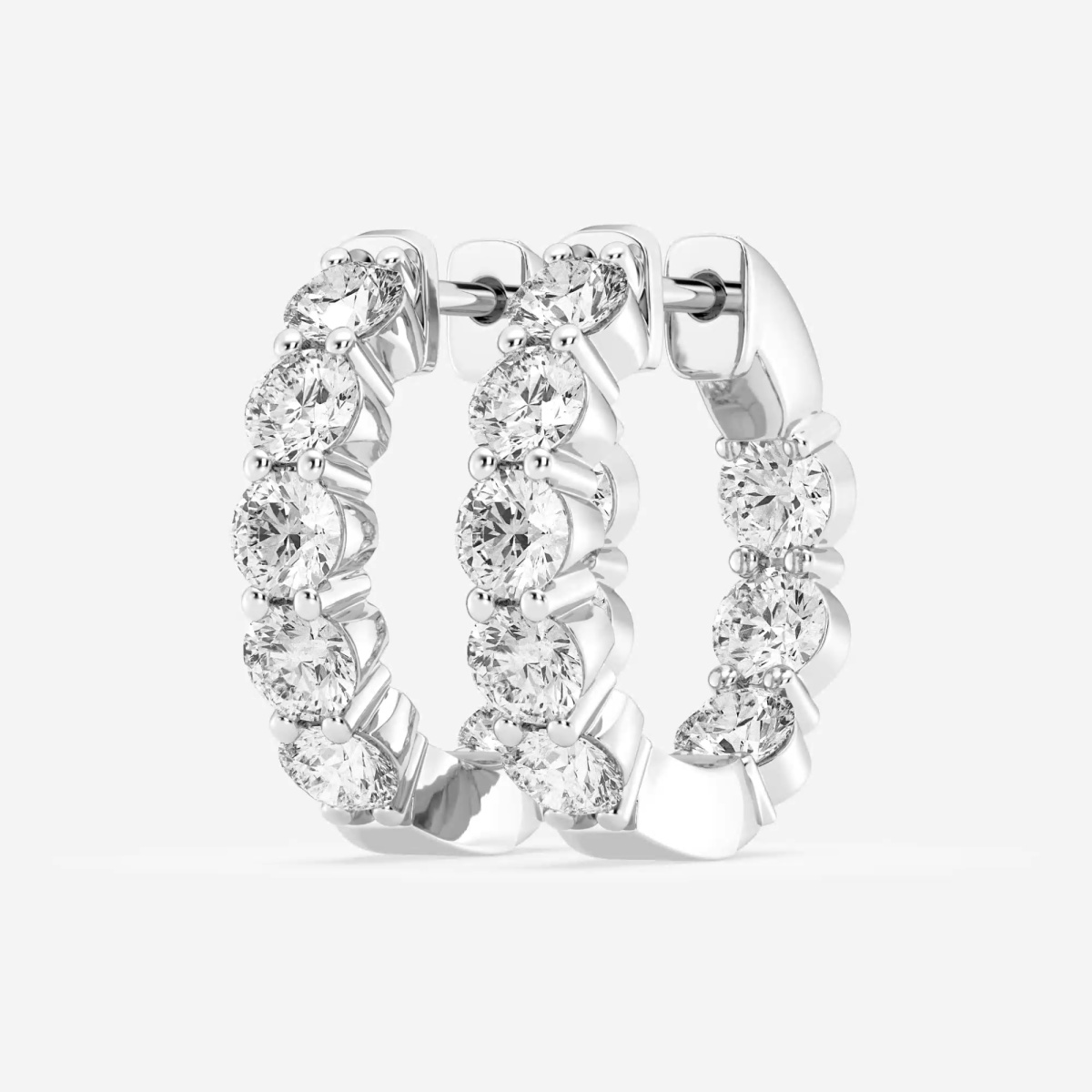 Additional Image 1 for  3 ctw Round Lab Grown Diamond Inside Out Hoop Earrings