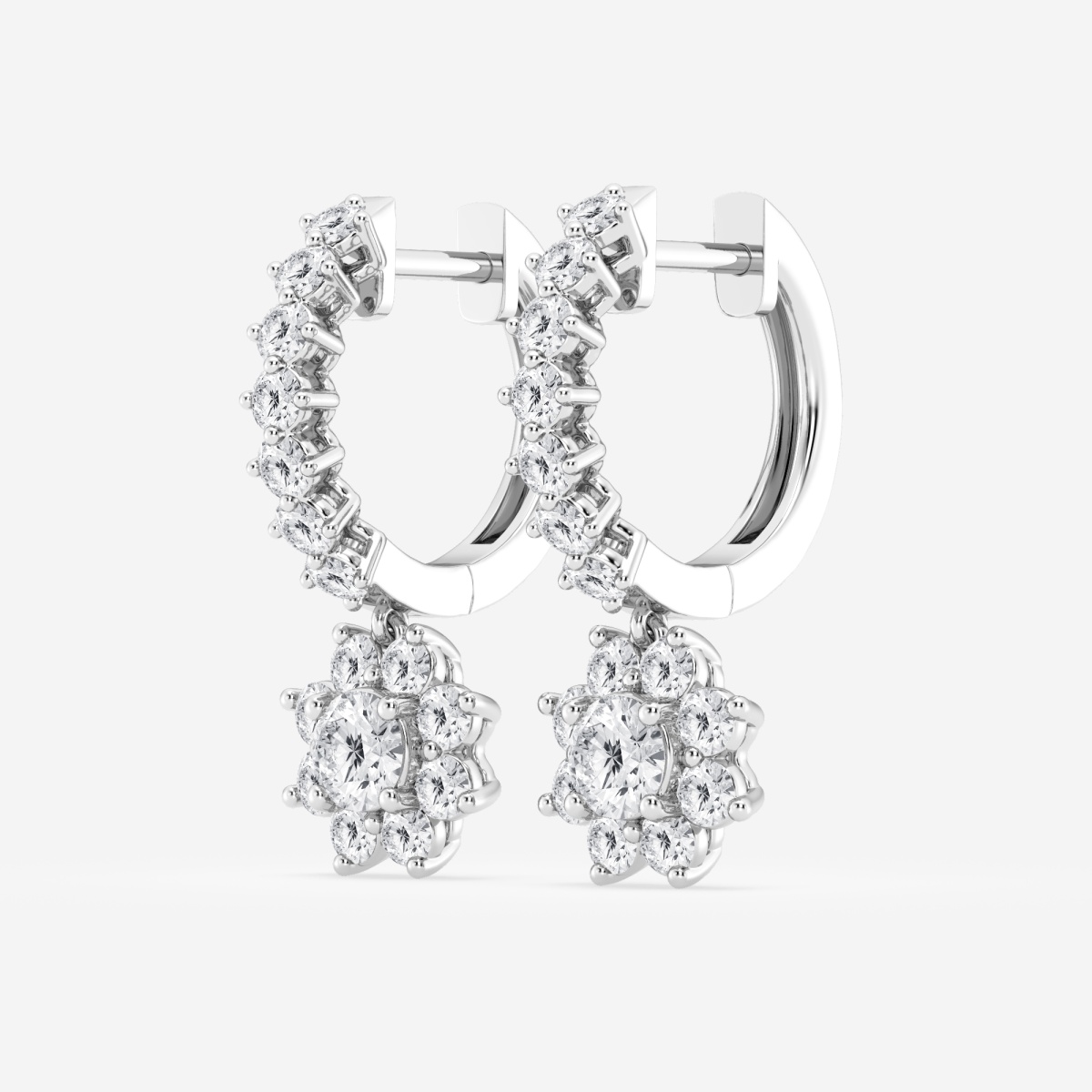 Additional Image 1 for  1 1/3 ctw Round Lab Grown Diamond Sunflower Drop with Petite Hoop Earrings