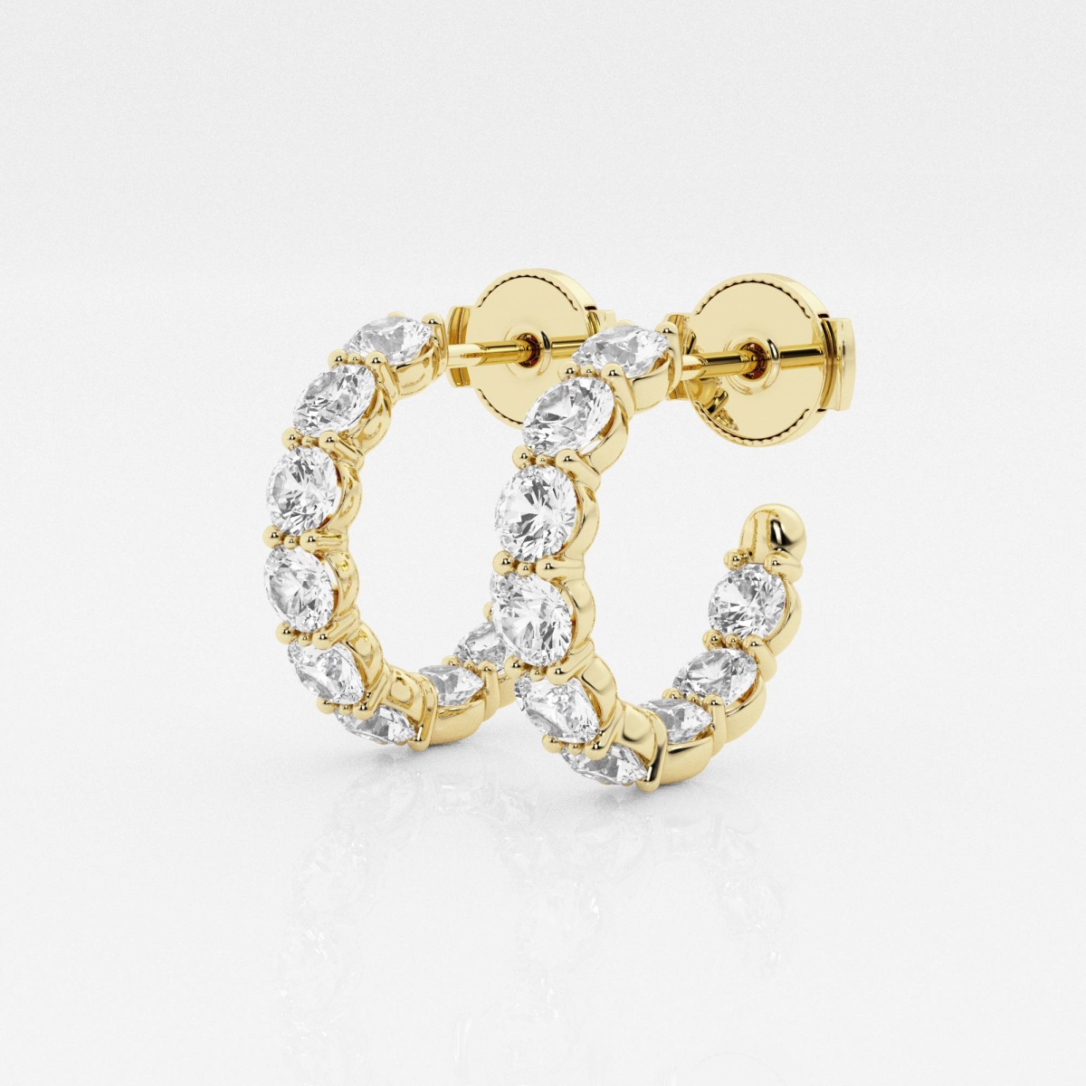 Additional Image 1 for  2 ctw Round Lab Grown Diamond Open Hoop Earrings