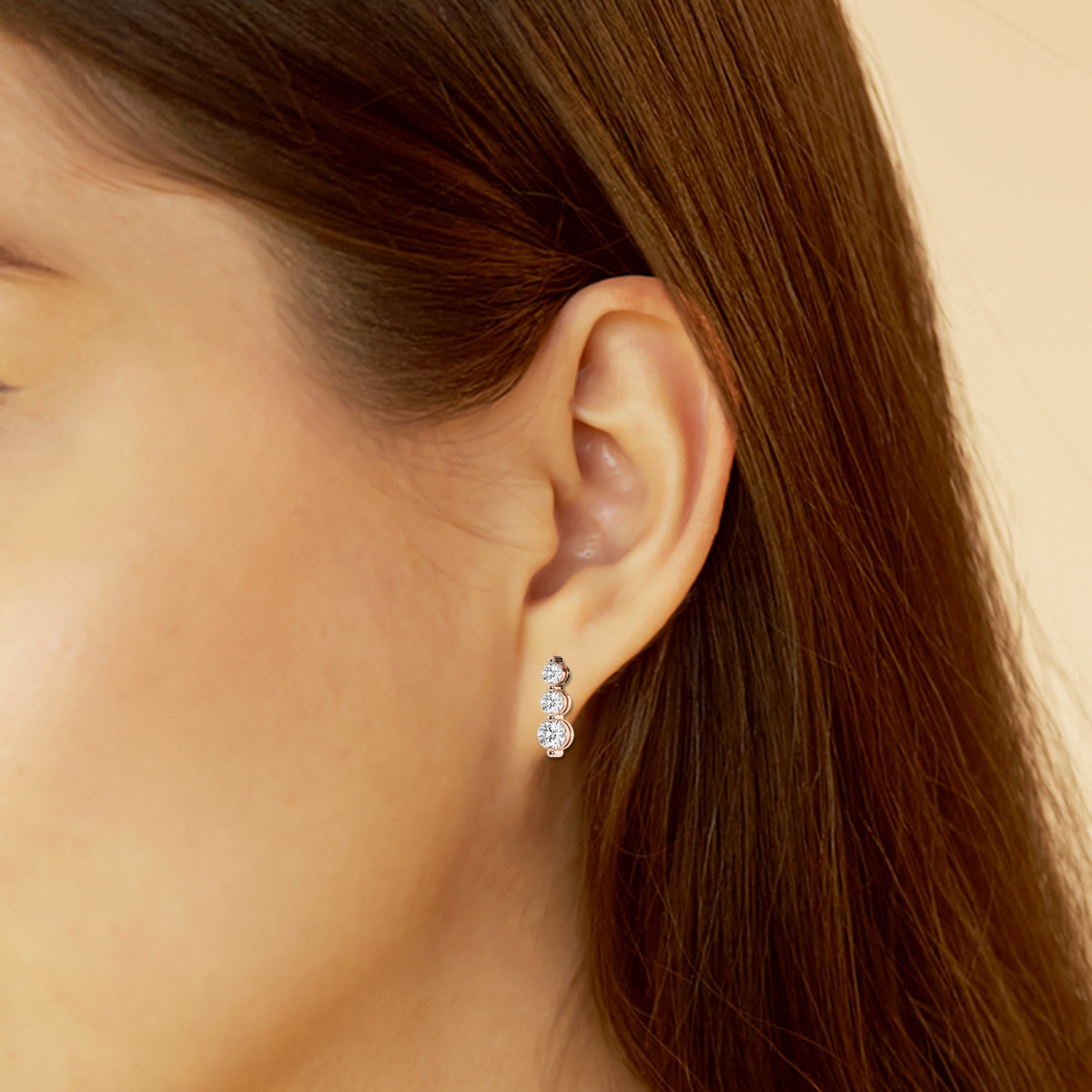 1 ctw Round Lab Grown Diamond Three-Stone Drop Earrings