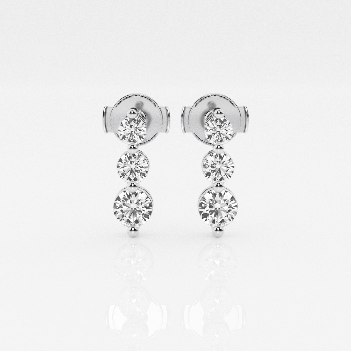 1 ctw Round Lab Grown Diamond Three-Stone Drop Earrings - Grownbrilliance