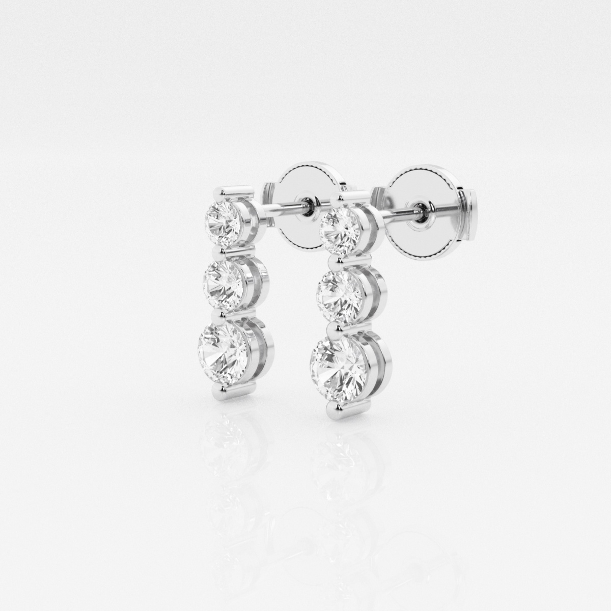 Additional Image 1 for  1 ctw Round Lab Grown Diamond Three-Stone Drop Earrings