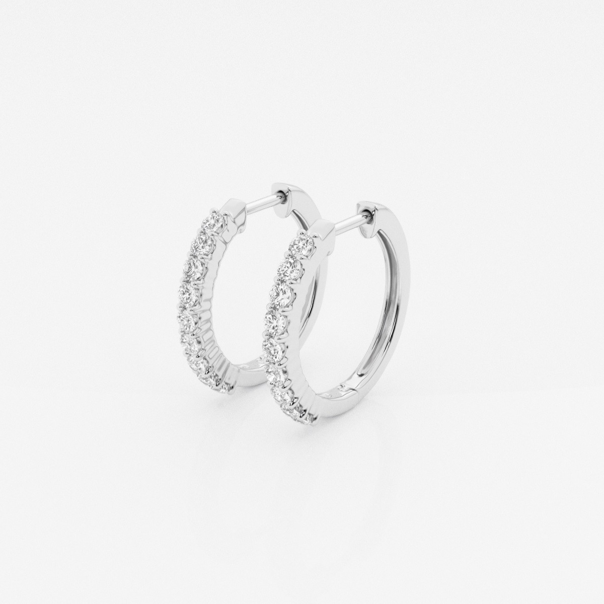 Additional Image 1 for  1/2 ctw Round Lab Grown Diamond Shared Prong Hoop Earrings