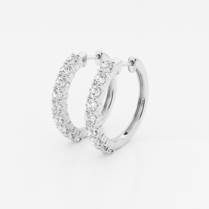 Additional Image 1 for  1 1/2 ctw Round Lab Grown Diamond Shared Prong Hoop Earrings