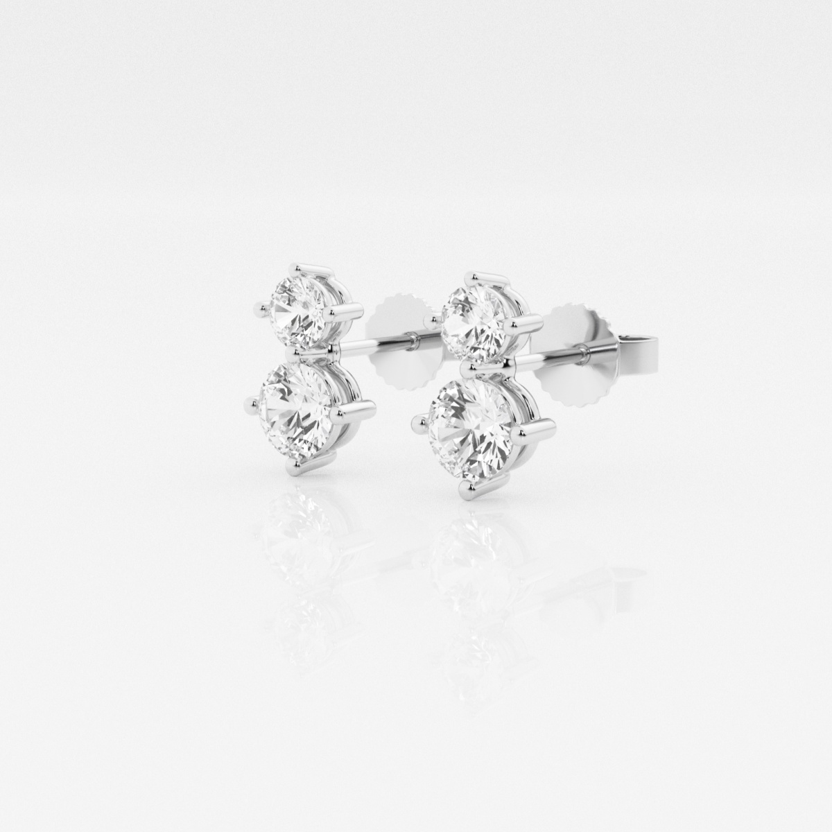 Additional Image 1 for  1 ctw Round Lab Grown Diamond Two Stone Fashion Earrings