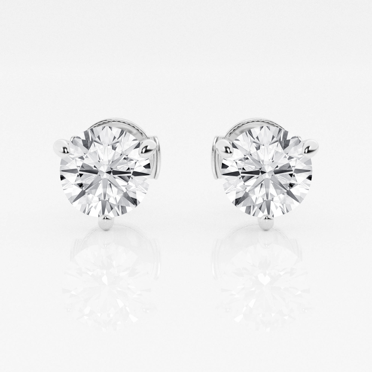 3 ctw Round Near-Colorless Lab Grown Diamond 3-Prong Martini Certified Stud Earrings