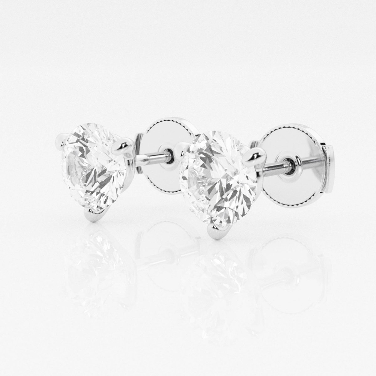 Additional Image 1 for  3 ctw Round Near-Colorless Lab Grown Diamond Three Prong Martini Stud Earrings
