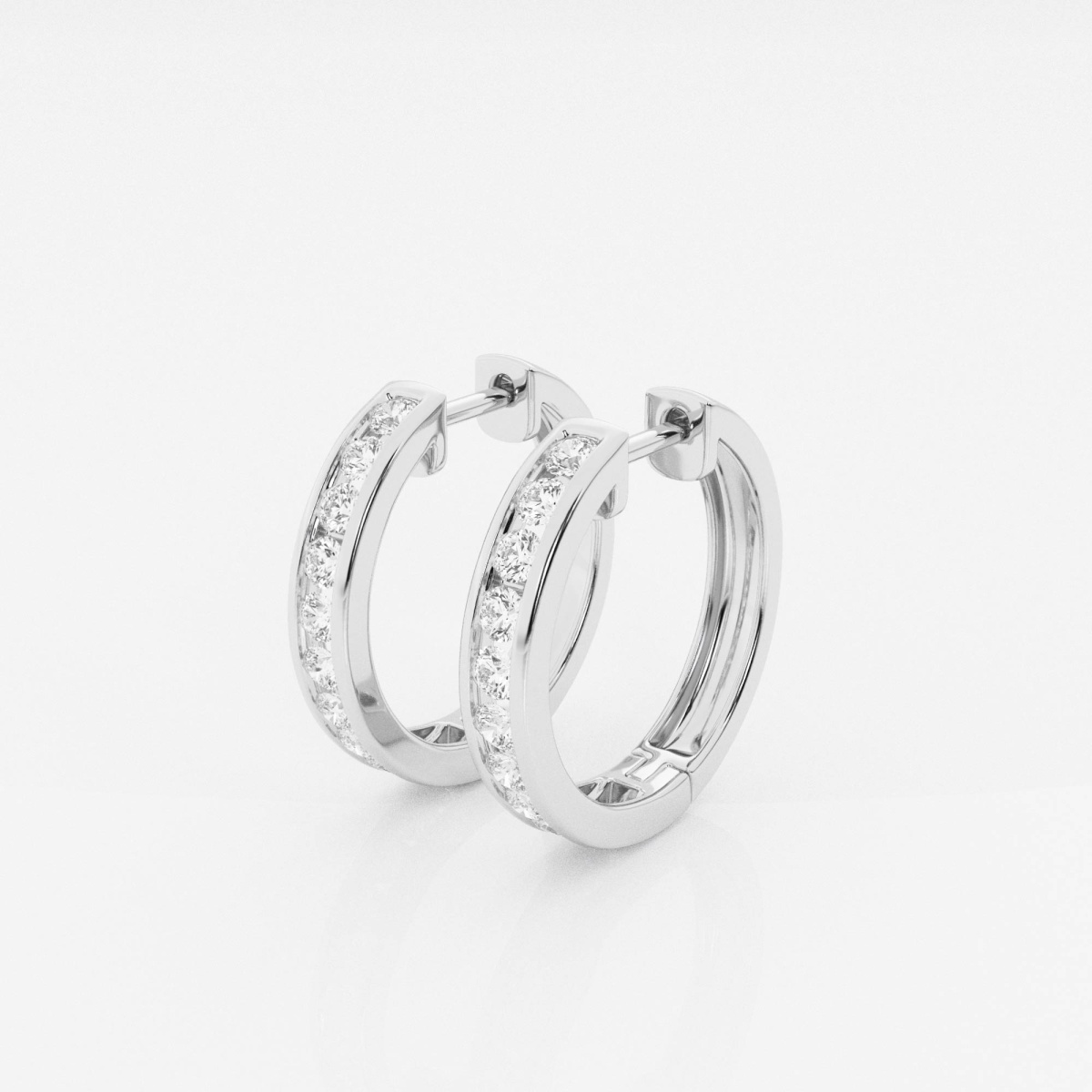 Additional Image 1 for  1 ctw Round Lab Grown Diamond Channel Set Hoop Earrings