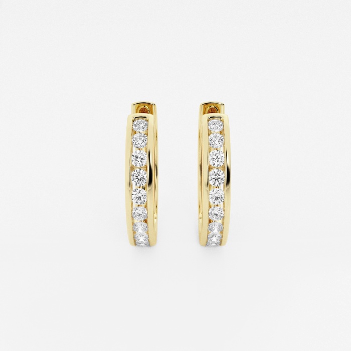 1 ctw Round Lab Grown Diamond Channel Set Hoop Earrings