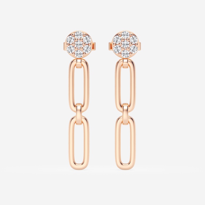1/5 ctw Round Lab Grown Diamond Double row paper clip with pave top Drop Earrings