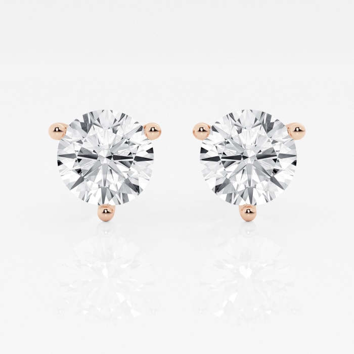 4 ctw Round Near-Colorless Lab Grown Diamond 3-Prong Martini Certified Stud Earrings