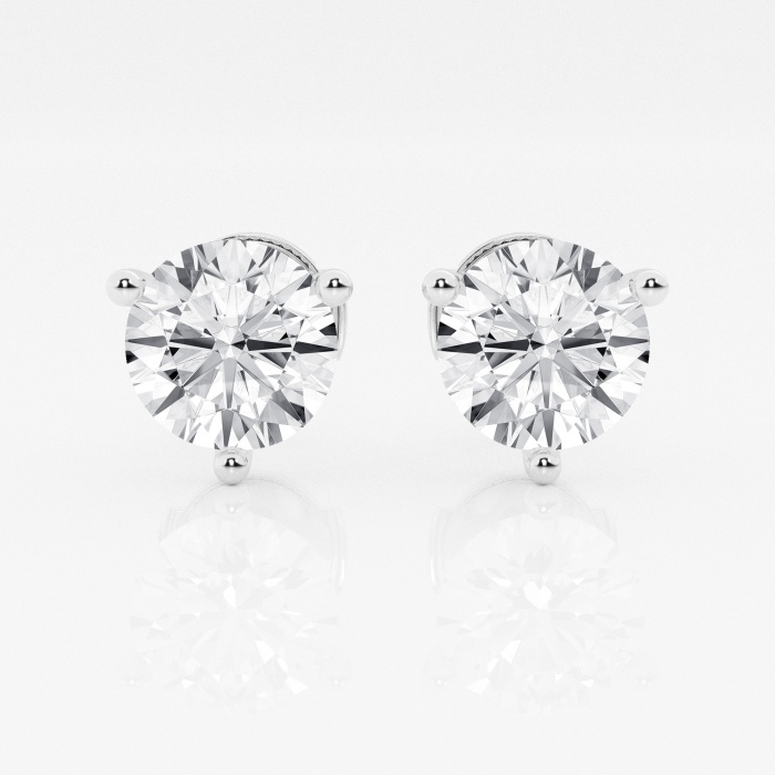 Additional Image 2 for  4 ctw Round Near-Colorless Lab Grown Diamond Three Prong Martini Stud Earrings
