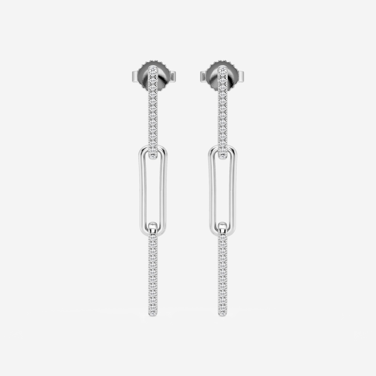 1/6 ctw Round Lab Grown Diamond 3 Row Paperclip Drop Earrings