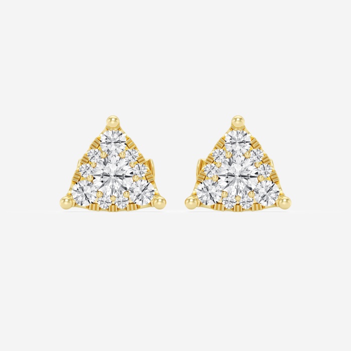 1 ctw Round Lab Grown Diamond Triangle Cluster Stud Earrings