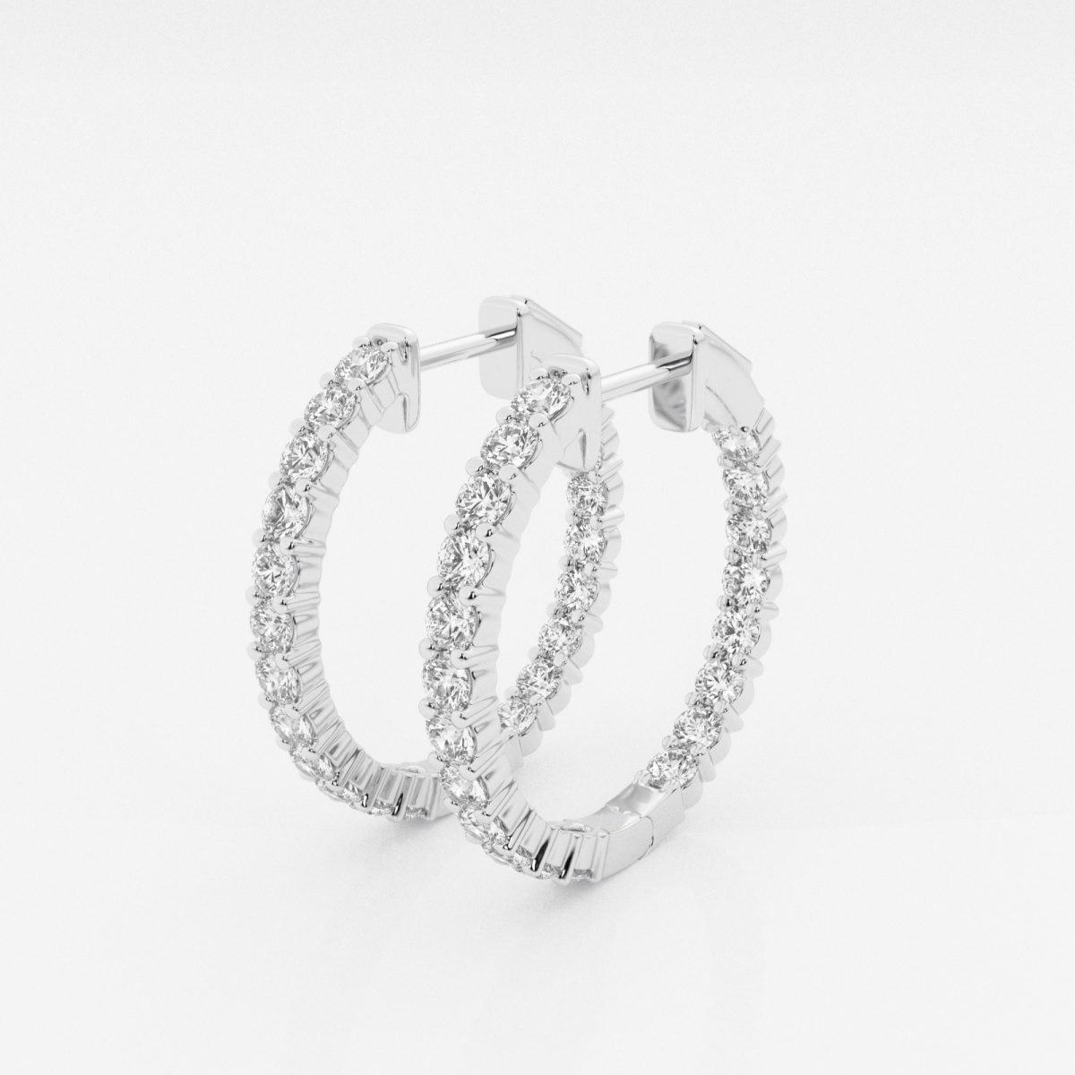 Additional Image 1 for  2 ctw Round Lab Grown Diamond Inside Out Hoop Earrings