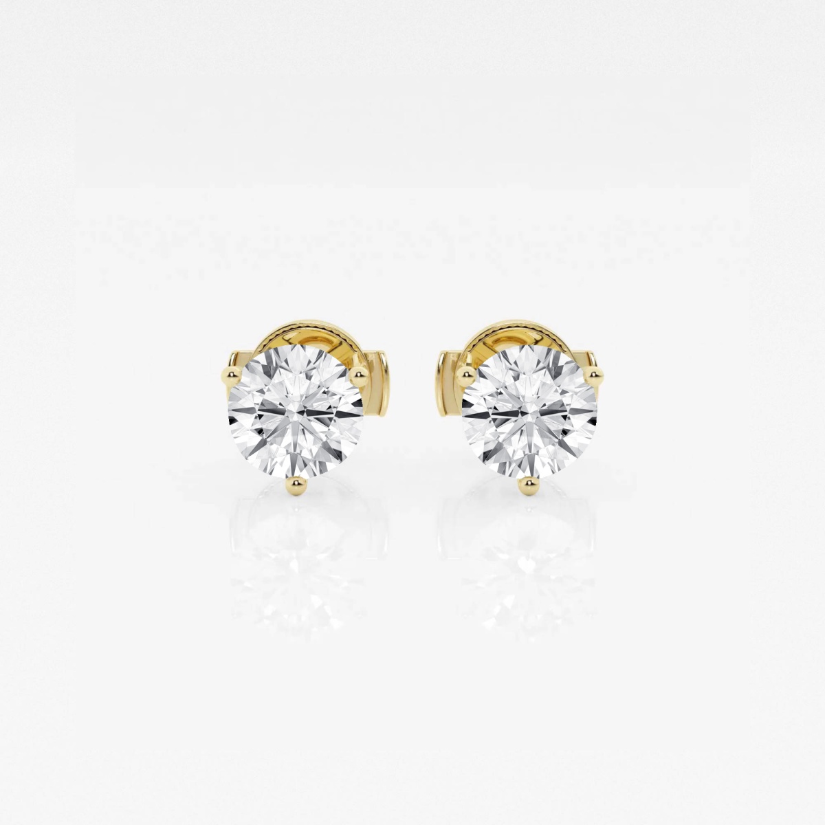 Additional Image 2 for  1 ctw Round Colorless Lab Grown Diamond Three Prong Martini Stud Earrings