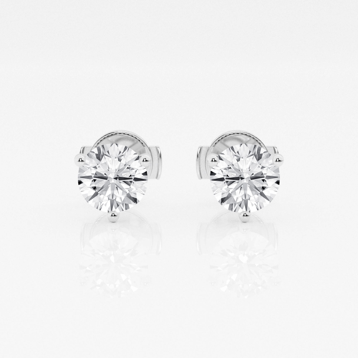 1 1/2 ctw Round Near-Colorless Lab Grown Diamond 3-Prong Martini Certified Stud Earrings