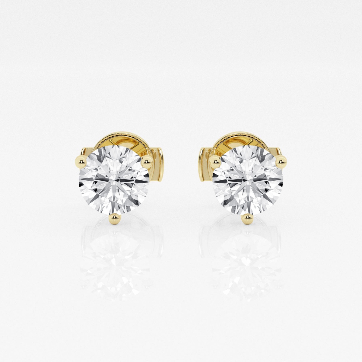 1 1/2 ctw Round Colorless Lab Grown Diamond 3-Prong Martini Certified Stud Earrings