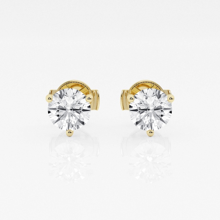 1 1/2 ctw Round Colorless Lab Grown Diamond 3-Prong Martini Certified Stud Earrings