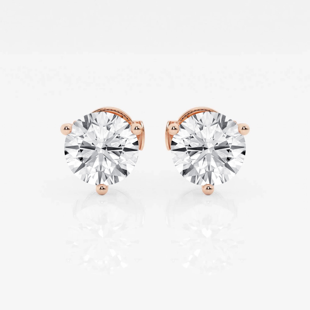 Additional Image 2 for  2 ctw Round Colorless Lab Grown Diamond Three Prong Martini Stud Earrings