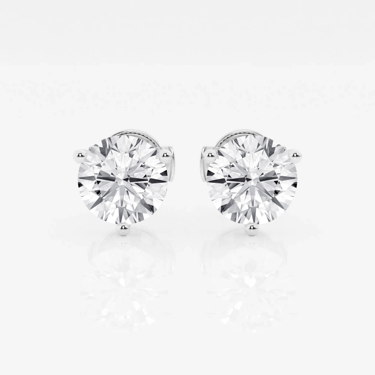 2 ctw Round Colorless Lab Grown Diamond 3-Prong Martini Certified Stud Earrings