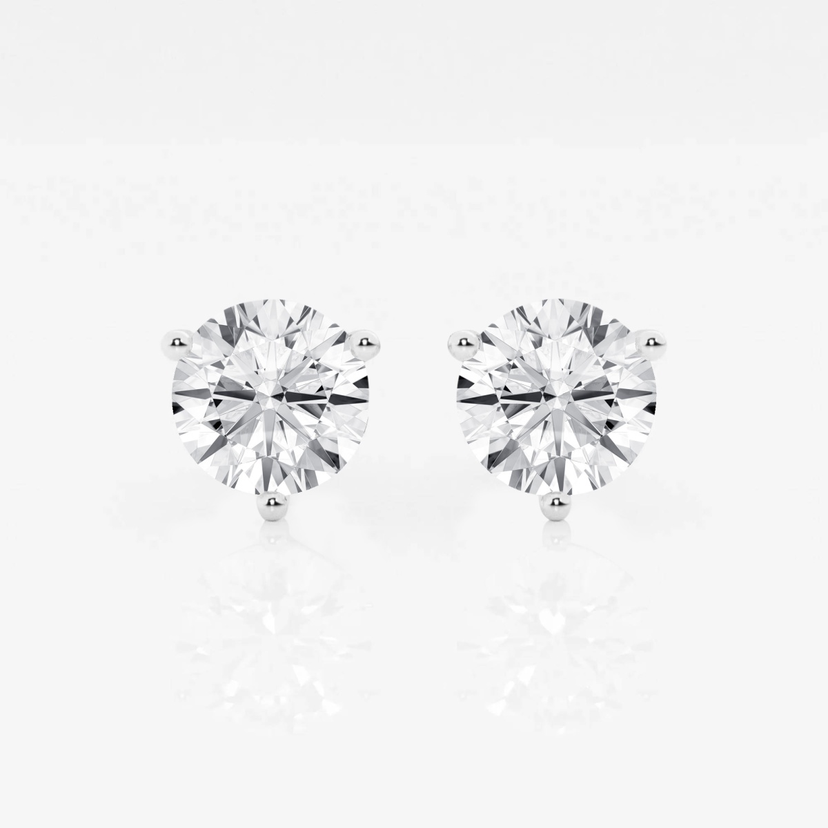 2 ctw Round Near-Colorless Lab Grown Diamond 3-Prong Martini Certified Stud Earrings