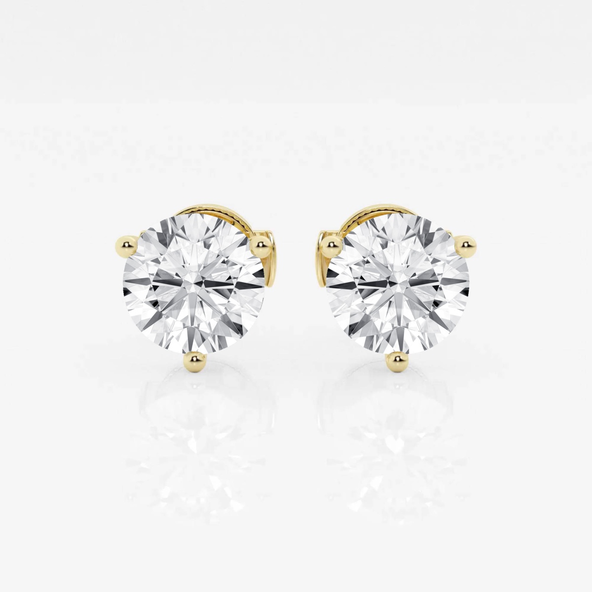 Additional Image 2 for  2 ctw Round Near-Colorless Lab Grown Diamond Three Prong Martini Stud Earrings