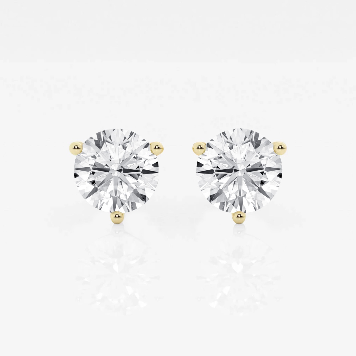 2 ctw Round Colorless Lab Grown Diamond 3-Prong Martini Certified Stud Earrings