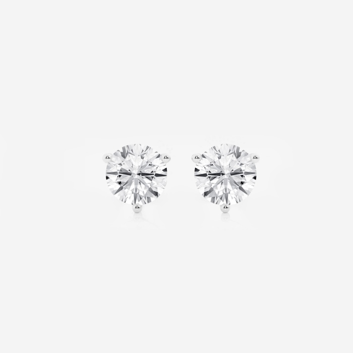 2 ctw Round Colorless Lab Grown Diamond Three Prong Martini Stud Earrings