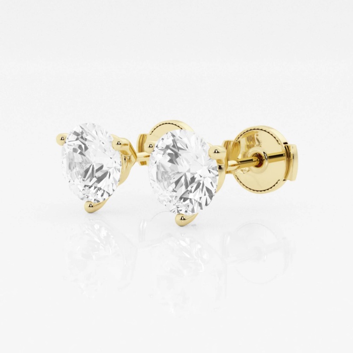 Additional Image 1 for  2 ctw Round Near-Colorless Lab Grown Diamond Three Prong Martini Stud Earrings