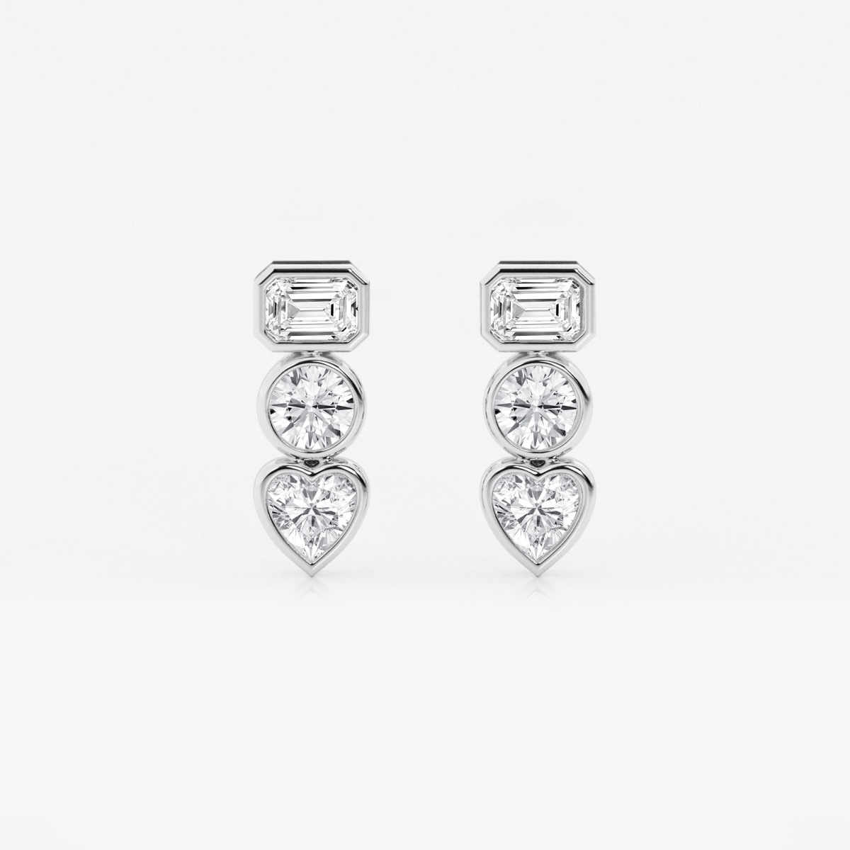 1 1/2 ctw MultiShape Lab Grown Diamond Three Stone Stud Earrings