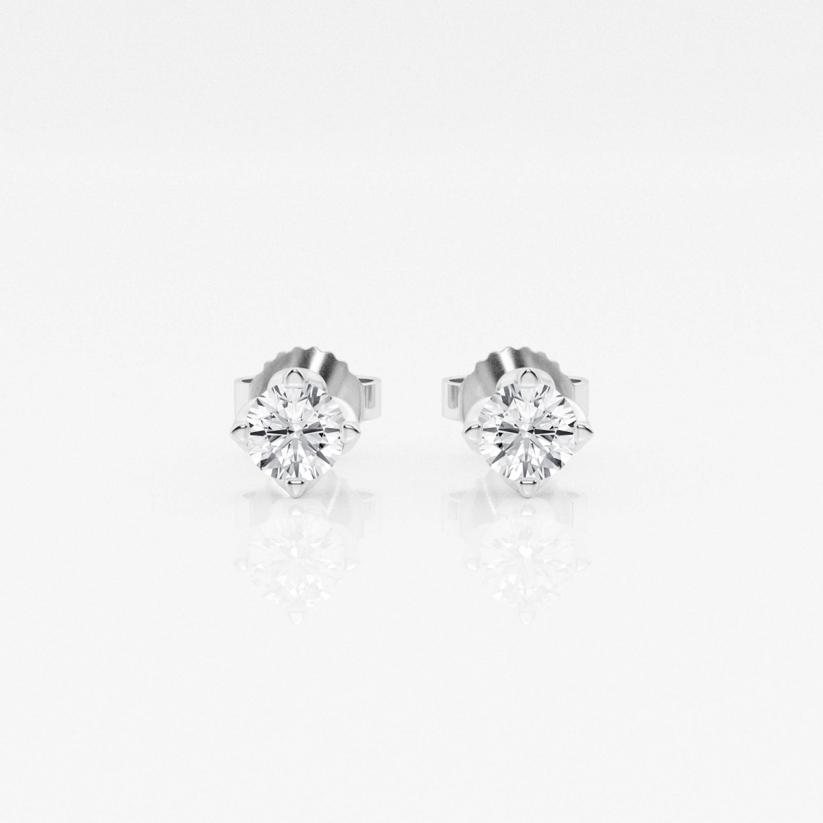 Additional Image 2 for  1/2 ctw Round E-F Lab Grown Diamond Flower Petal Solitaire Stud Earrings