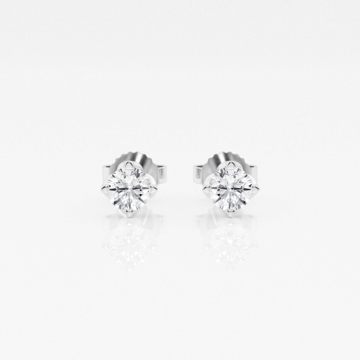 Additional Image 2 for  1/2 ctw Round E-F Lab Grown Diamond Flower Petal Solitaire Stud Earrings
