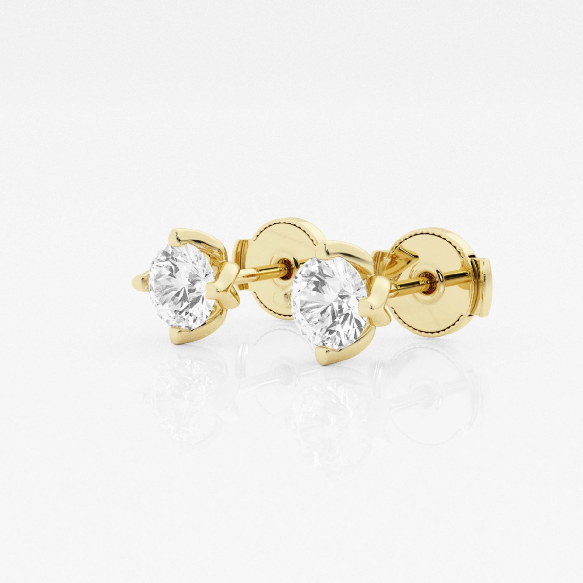 Additional Image 1 for  1 ctw Round G-H Lab Grown Diamond Flower Petal Solitaire Stud Earrings