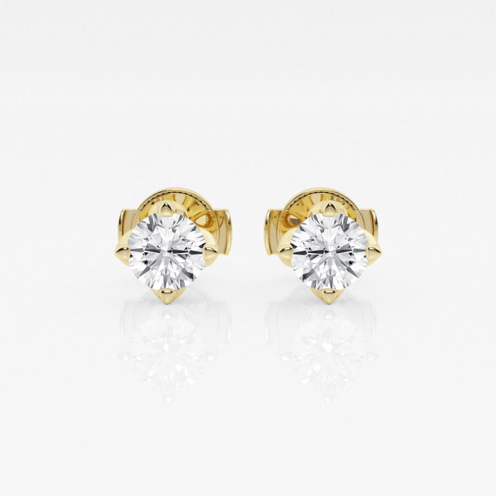Additional Image 2 for  1 ctw Round G-H Lab Grown Diamond Flower Petal Solitaire Stud Earrings