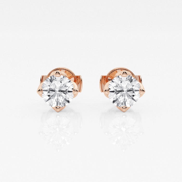 Additional Image 2 for  1 1/2 ctw Round G-H Lab Grown Diamond Flower Petal Solitaire Certified Stud Earrings
