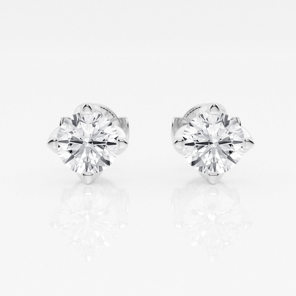 Additional Image 2 for  2 ctw Round E-F Lab Grown Diamond Flower Petal Solitaire Certified Stud Earrings