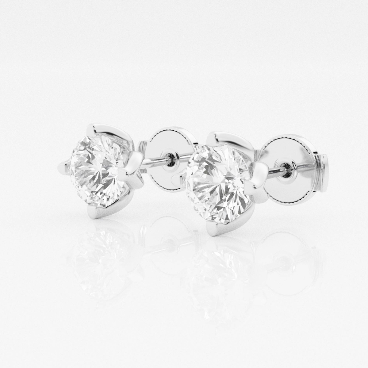 Additional Image 1 for  2 ctw Round E-F Lab Grown Diamond Flower Petal Solitaire Certified Stud Earrings