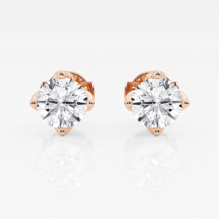 Additional Image 2 for  3 ctw Round E-F Lab Grown Diamond Flower Petal Solitaire Certified Stud Earrings