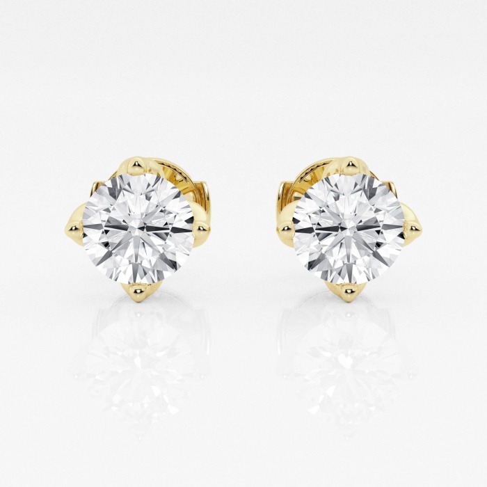 Additional Image 2 for  3 ctw Round E-F Lab Grown Diamond Flower Petal Solitaire Certified Stud Earrings