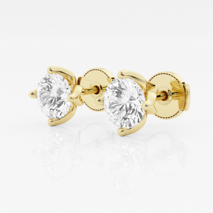 Additional Image 1 for  3 ctw Round E-F Lab Grown Diamond Flower Petal Solitaire Certified Stud Earrings
