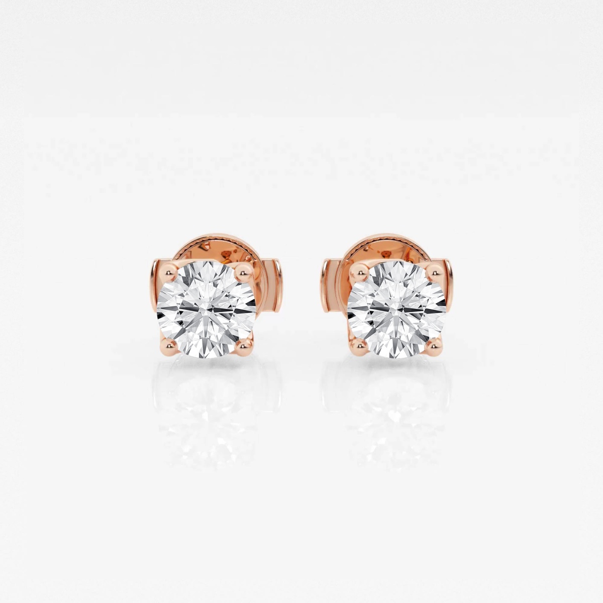 Additional Image 2 for  1 ctw Round G-H Lab Grown Diamond Twisted Floral Solitaire Stud Earrings