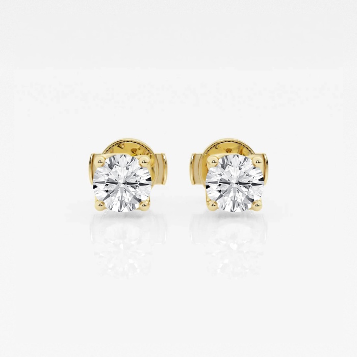 Additional Image 2 for  1 ctw Round E-F Lab Grown Diamond Twisted Floral Solitaire Stud Earrings