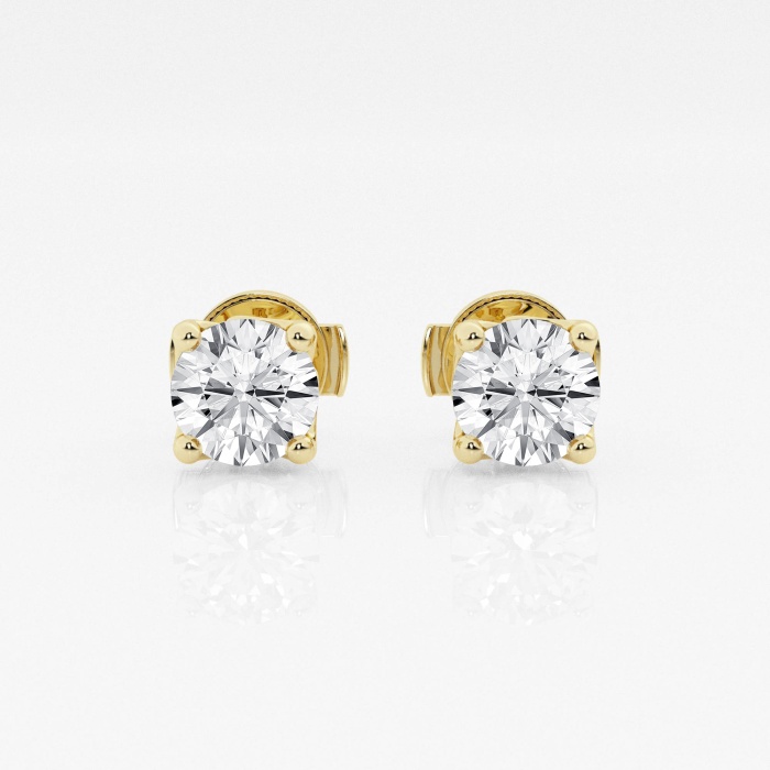 Additional Image 2 for  1 1/2 ctw Round G-H Lab Grown Diamond Twisted Floral Solitaire Certified Stud Earrings