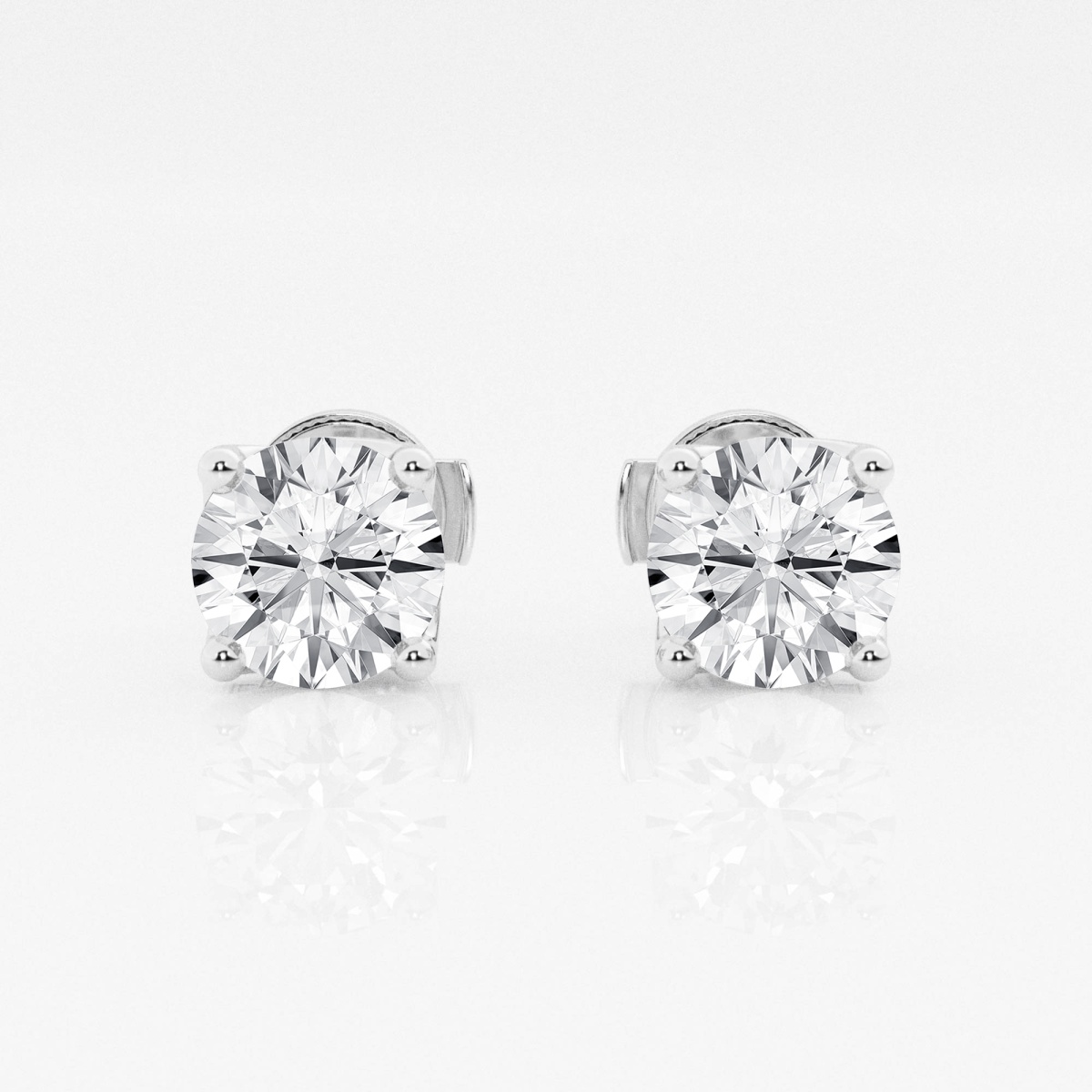 Additional Image 2 for  2 ctw Round E-F Lab Grown Diamond Twisted Floral Solitaire Certified Stud Earrings