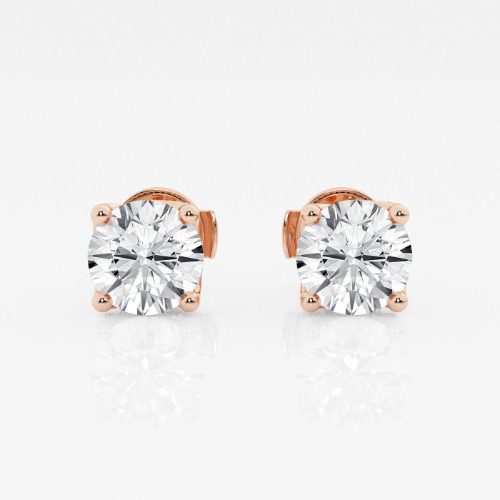 2 ctw Round E-F Lab Grown Diamond Twisted Floral Solitaire Certified Stud Earrings